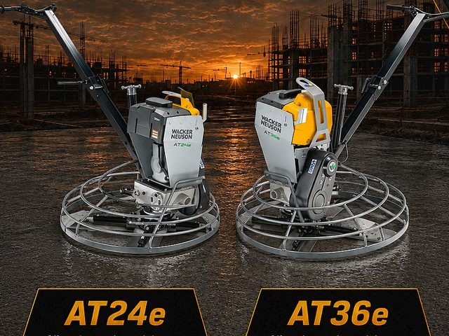 Fratasadora a batería Wacker Neuson AT24e alisando una losa
