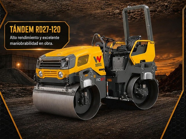Rodillo compactador tándem Wacker Neuson RD27 en obra vial